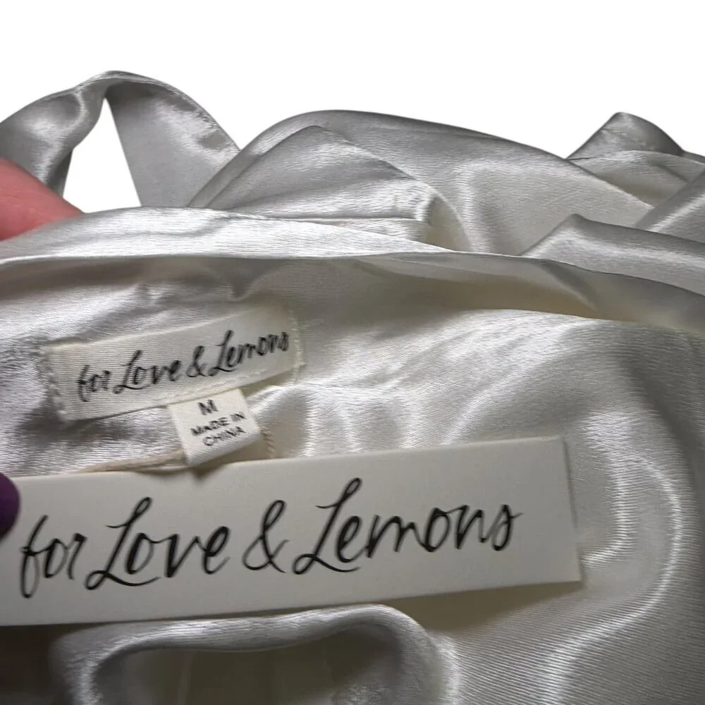 For Love & Lemons Hazel Bridal Mini Dress M Strapless Gloves NWT